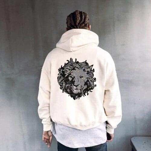 Winter Mens Hoodie Oversized Sweatshirt High Quality Rhinestone Shiny Hot Diamond Hoody Warm Street Jacket H653