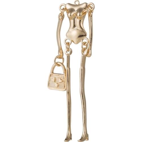 1ps Cute White Gold Doll Necklace Alloy Doll Naked Bodies with Crystal Feet DIY Accessories Statements 2017