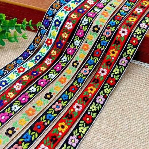 10 Yards 18mm Colorful Ribbon Embroidery Floral Ribbons for Gift Wrapping Wedding Decoration Hair Bows DIY Dress Sewing Clothing