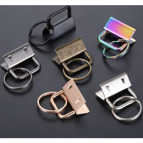 10 PCS Key Fob Hardware 26mm Keychain Split Ring Wristlets Cotton Tail Clip with Key Ring for Lanyard Luggage Strap Accessories