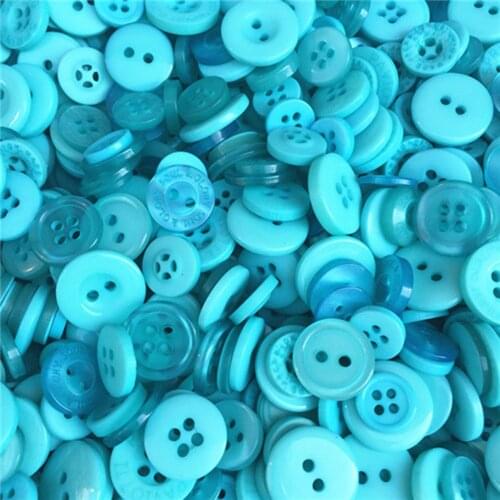 100g/pack Mixed Turquoise Resin Buttons Arts Crafts Cardmaking Scrapbooking Sewing Embellishments 9mm-20mm