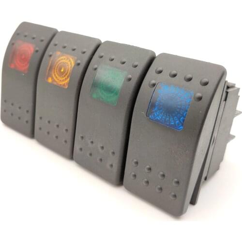 10x 12V 20A Car Marine Boat Off Road LED Light on off Button Toggle Rocker Switch Dash 4pin Waterproof LED Blue Red Yellow Green