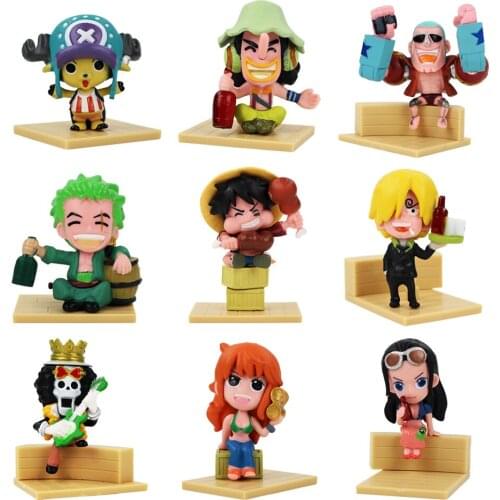 4-6cm 9pcs/lot Luffy Monkey Usopp Roronoa Zoro Franky Nami Brook Nico Robin Tony Tony Chopper Sanji action figure toys