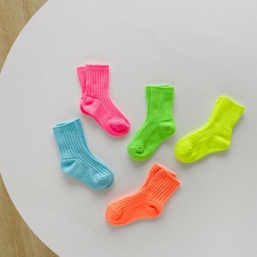 8542 Childrens Socks Wholesale 2021 Autumn And Winter Candy Bright Socks Double Needle Cotton Socks For Boys And Girls