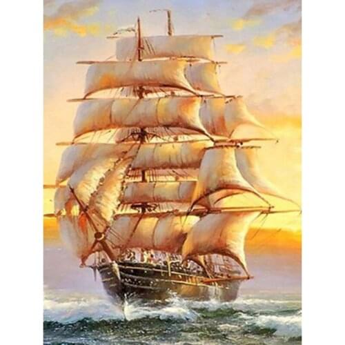 5D DIY Diamond Painting Sailboat Landscape Cross stitch Full Diamond Embroidery Mosaic Picture of Rhinestones Home Decor Gifts