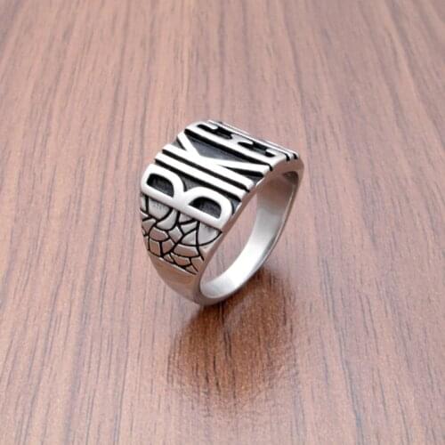 Free Shipping Punk 316L Stainless Steel Silver Color Black Golden Plated BIKER Letter Ring Motor Jewelry