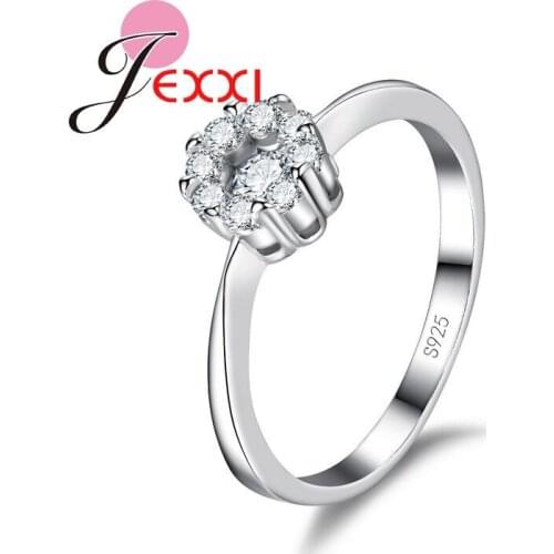 Pageantry Shining 925 Sterling Silver Cubic Zircon Rings Engagement Wedding Party Jewelry Best Valentines Day Gift