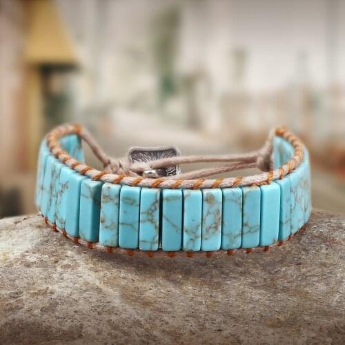 Natural Stone Tube Beads Bracelets Chakra Wrap for Women Men Handmade Braided Bangles Metal Knot Charm Fashion Jewelry Gifts