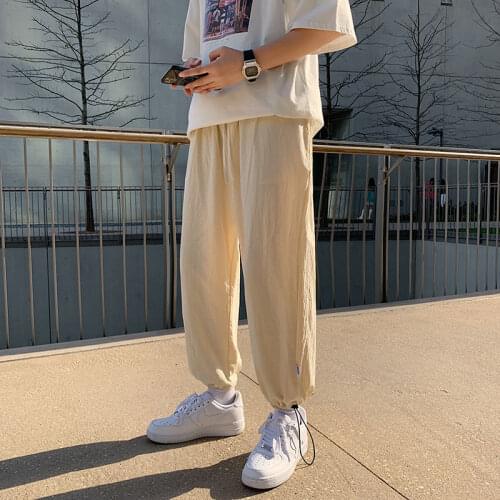 Men Nine Minute Trousers Loose Drawstring Bundle Foot Leisure Spring And Summer Thin Cotton Linen The Price Of