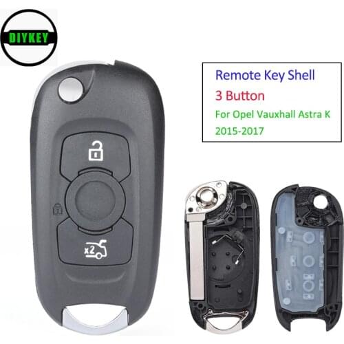DIYKEY Flip Smart Remote Key Shell 3 Button Key Case Replacement for Opel Vauxhall Astra K 2015 2016 2017