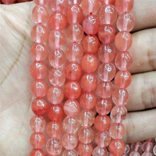 Faceted Cherry Quartzz Watermelon Red Natural Stone 6/8MM Spacers Loose Beads for Jewelry Making DIY Bracelets Findings
