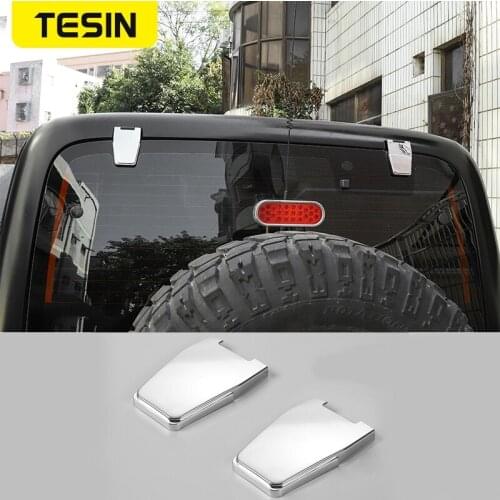 TESIN Chromium Styling Car Rear Door Tailgate Glass Hinge Decoration Cover Stickers for Jeep Wrangler TJ 1997-2006 Accessories