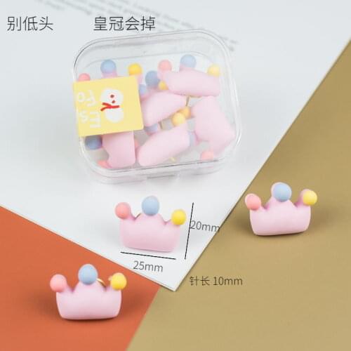 10pcs crown Push Pins Thumb Thumbtack Board Pins Drawing Photo Wall Studs Office School Supplies
