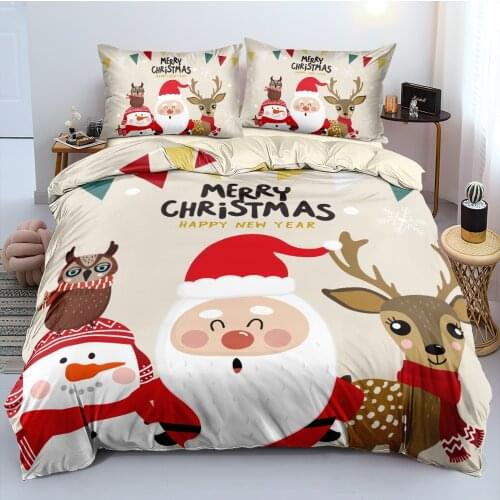 Merry Christmas Duvet Cover and Pillowcase(s) Sets King Quilt Covers Set Bedding Bag Sets 3-Piece Queen Bed Linens Home Textiles