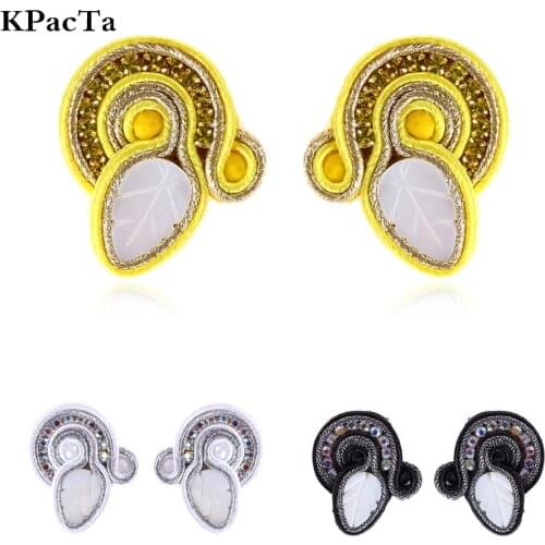 KPacTa New Fashion Handmade Soutache Earring Ethnic Style Party Jewelry Female Crystal Decoration D Earring boucle d'oreille