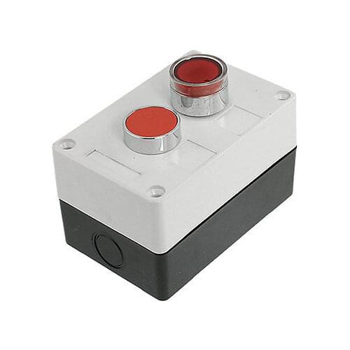 AC 220V Red Signal Lamp NC Contact Momentary Push Button Station Switch