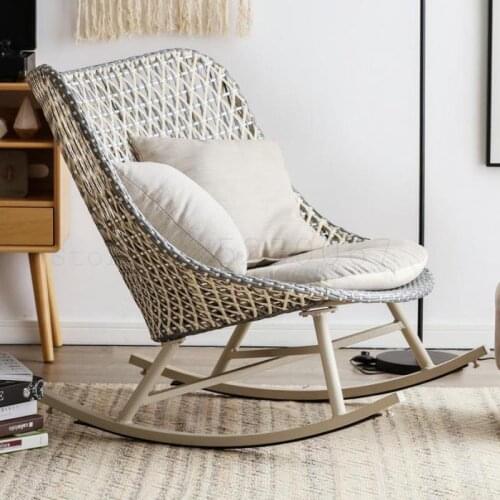 Balcony Rocking Chair Household Rattan Chair Recreational Rocking Chair Adults Nap Leisure Chair