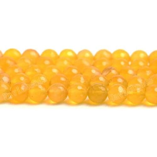 Fctory Price 16" Natural Stone Faceted Yellow Agat Round Loose Beads 6 8 10 12MM Pick Size For Jewelry Making diy