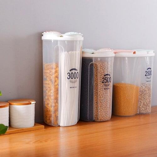 Kitchen Food Storage Tank Transparent Storage Box Rotating Dry Food Rice Container Plastic Sealed Tank Compartment