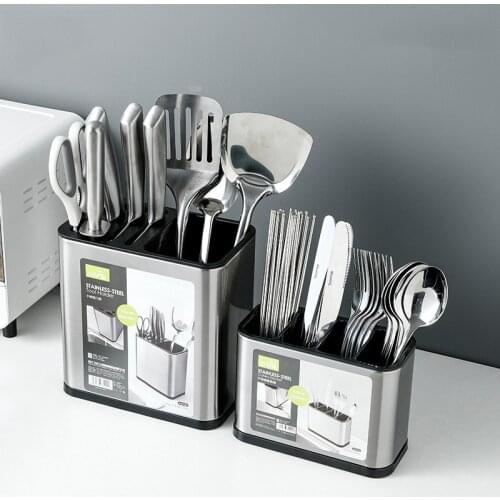 Kitchen Cutlery Organizer Knife Stand Plastic Drain Storage Holder Spoon Fork Chopstick Kitchenware Cooking Tool Tray Shelf Box