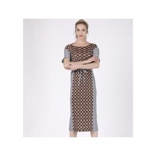 HOT SELLING Fashion fold print o-neck batwing sleeve one-piece dress IN STOCK