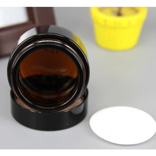Brown Amber Glass Cream Jar Black Lid 15g Cosmetic Jar Packaging Sample Eye Cream