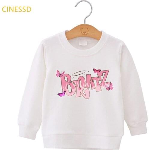 Cute Pink Butterfly Hoodies For Girls Y2k Bratz Kids Clothes Harajuku Kawaii Children Clothing Sweatshirt Vogue Tracksuit Coat