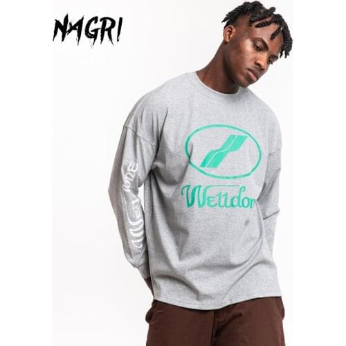 NAGRI Korean Streetwear Men T-shirts Letters Print Tops O-Neck Long Sleeve Tee Shirt Autumn Fashion Free Size Casual T shirt