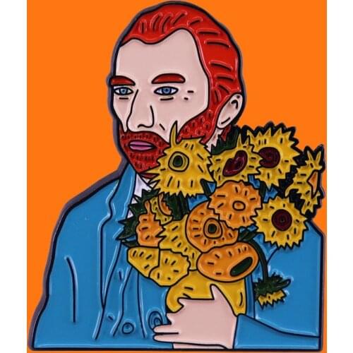 Genius Painter Van Gogh Enamel Pins Brush Art Oil Painting Metal Cartoon Brooch Backpack Lapel Badges Men Women Fashion Jewelry