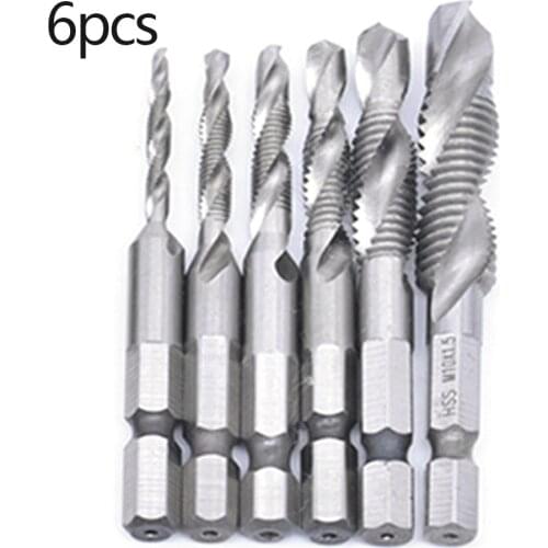 Screw Tap Drill Bits HSS Taps Countersink Deburr Set Metric Combination High Speed Steel Hexagon Handle Compound Tap Drill Bits