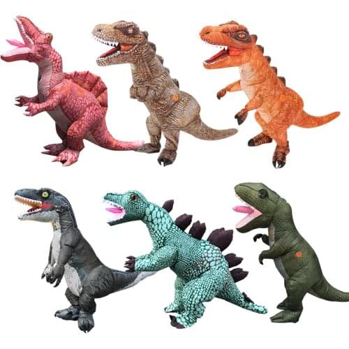 Adult Dinosaur Inflatable Costumes Halloween Velociraptor Spinosaurus Cosplay Costumes Party Blow Up T-rex Fire Dragon Disfraces