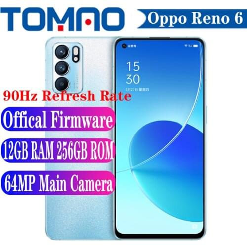 OPPO Reno 6 5G Cell phone 8GB 12GB RAM 128GB 256GB ROM 6.43 inch AMOLED 90Hz Screen 4300mAh 65W 64MP Main Camera Google Play