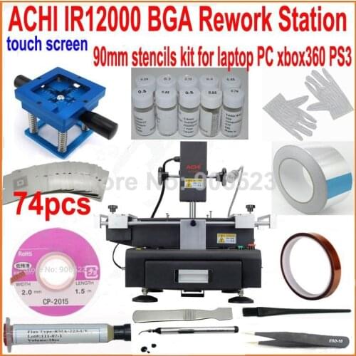 Original ACHI IR12000 BGA rework station + full set bga reballing kit 74pcs stencils kit for laptop xbox360 ps3 WII repair