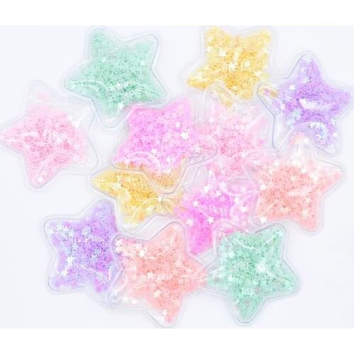 Wholesale 60Pcs 50mm Transparent Plastic Filling Sequin Appliques Star Patches for DIY Cake Topper Hair BB Clips Bow Decor H04