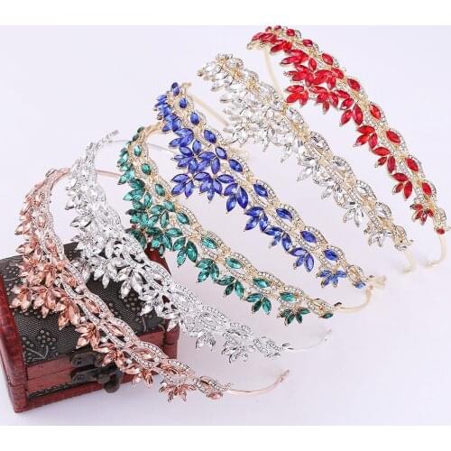 Luxury Colorful Crystal Crown Baroque Crown Rhinestone Tiara and Crown Bridal Crown Headband