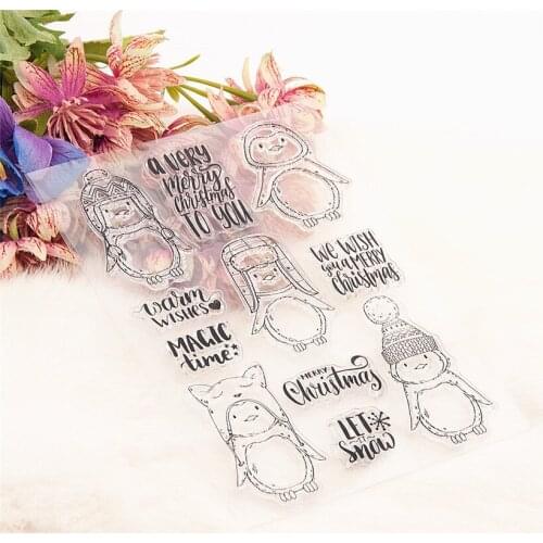 Christmas Snow Penguin Stamps Transparent Seal 11x15cm Silicone Seal TPR Halloween Roller Stamps DIY Scrapbooking Cards