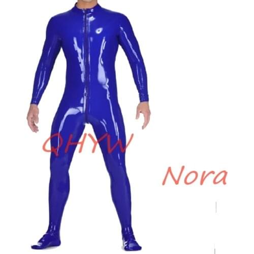 Sexy Exotic Sexy Handmade Customize Men Male Latex Catsuit with Socks Zentai Cekc Fetish Bodysuits Front Zip