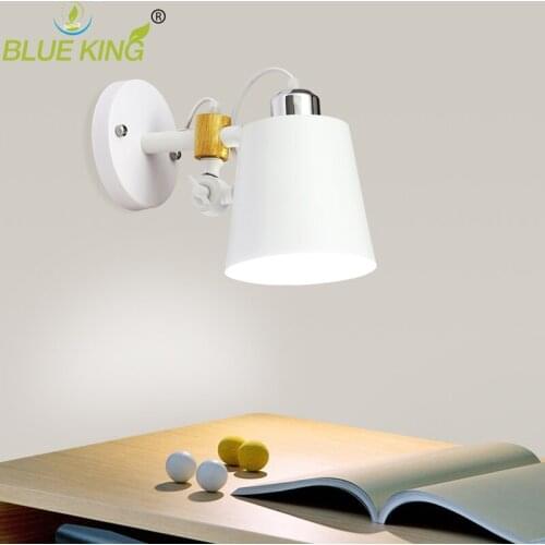 Nordic Modern Solid Wood Iron Sconce LED Wall Lights For Home Bedroom Bedside Wall Lamp Indoor Lighting fixture