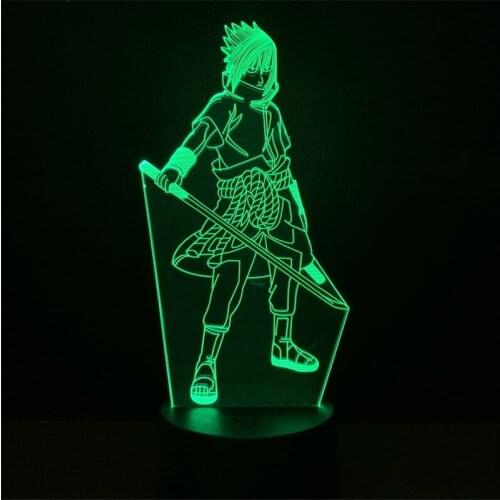 Naruto Uchiha Sasuke Anime Light LED 3D Light Night Lamp for Kids Multicolor LED Table Lamp for Bedroom Children New Year Gift