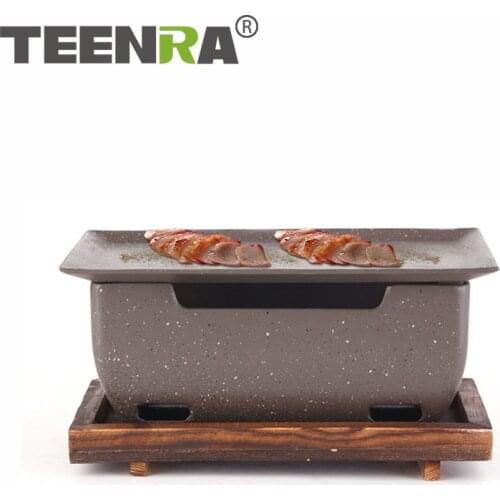 TEENRA Korean Japanese BBQ Grill Portable Non-stick Food Carbon Furnace Aluminum Alloy Barbecue Stove Household Cooking Stove