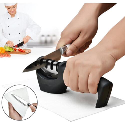 Knife Sharpener Stainless Steel 3 Stages Professional Kitchen Tool Sharpening Stone Grinder Knives Whetstone Diamond Sharpener