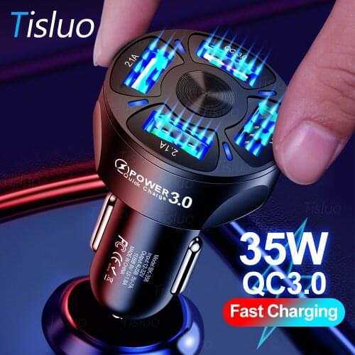 Universal 35W Car USB Charger Quick Charge 3.0 Fast Charging 4 Port mobile phone charger for samsung s10 iphone 7 811 xs Huawei