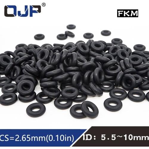 10PCS/lot Fluorine rubber Ring Black FKM O ring 2.65mm Thickness ID5.5/7.1/7.5/8/8.5/9/9.5/10mm Rubber O-Ring Seal Ring Gasket