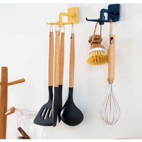 Rotatable 4-Claw Hook Kitchen Household Multifunctional Storage Rack Wall-Mounted Sticky Hook Living Room Bathroom Hook