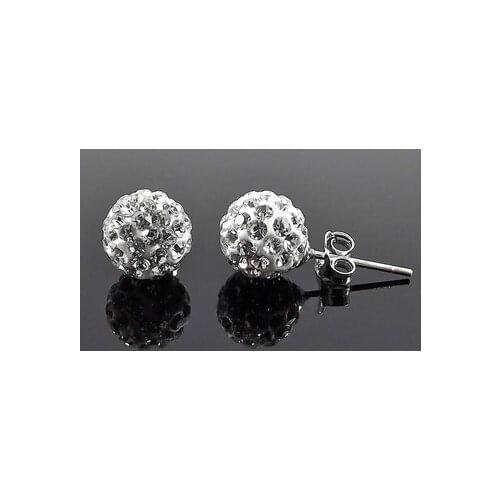Ygh34e DHL EMS Free+Gift 8mm White Crystal Beads fashion Silver Plate Earrings Stud Jewelry