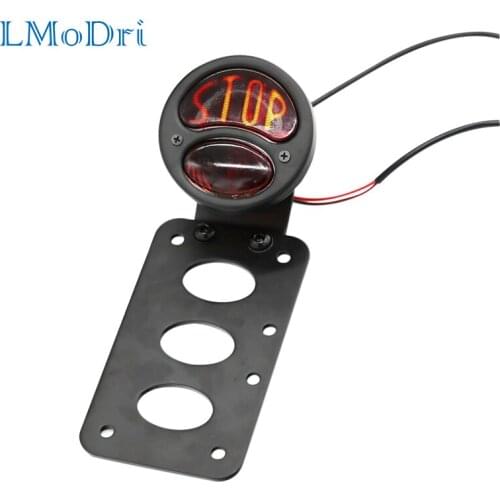 LMoDri Motorcycle Tail Brake Light STOP License Plate Bracket Side Mount For Harley Chopper Bobber Motorbike Taillights