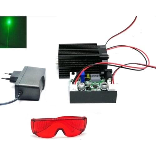 Green Laser Adjustable Head Dot 532nm 100mw 12V With Power Adapter Safety Glasses Eye Protection