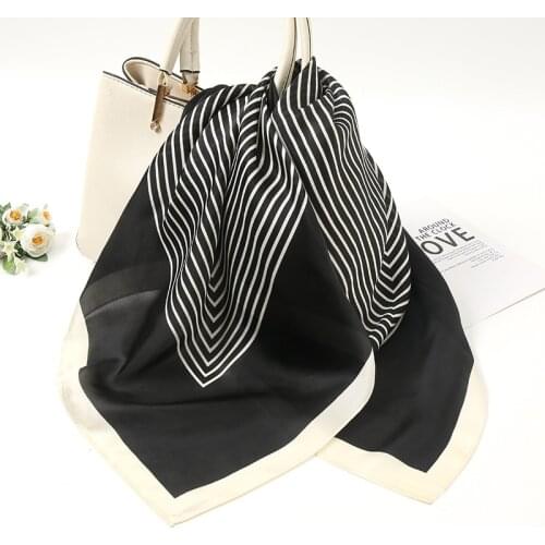 2021 New Women Silk Scarf Print Shawl Wraps Lady Spring Scarves Pashmina Foulard Female Hijab Headband Soft Bandana