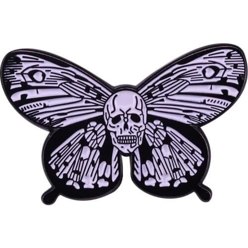 Skull Butterfly Dead Logo Biker Lady Rider Hippie Punk Rock Pin Gift for Halloween