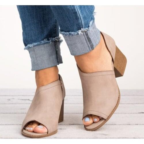 Women Summer Shoes High-Heeled Fish Mouth Ankle Shoes Woman Fashion Casual Non-Slip Shoe Puls Size 37-43 Comfortable Shoe